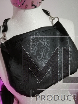 Latex Handtasche - schwarz Strukturlatex